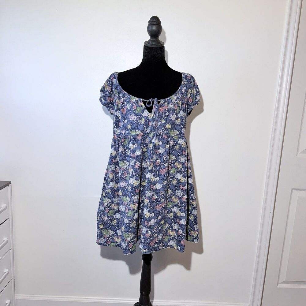Universal Thread Women’s Navy Floral Boho Short Sleeve Dress w/Pockets Size S